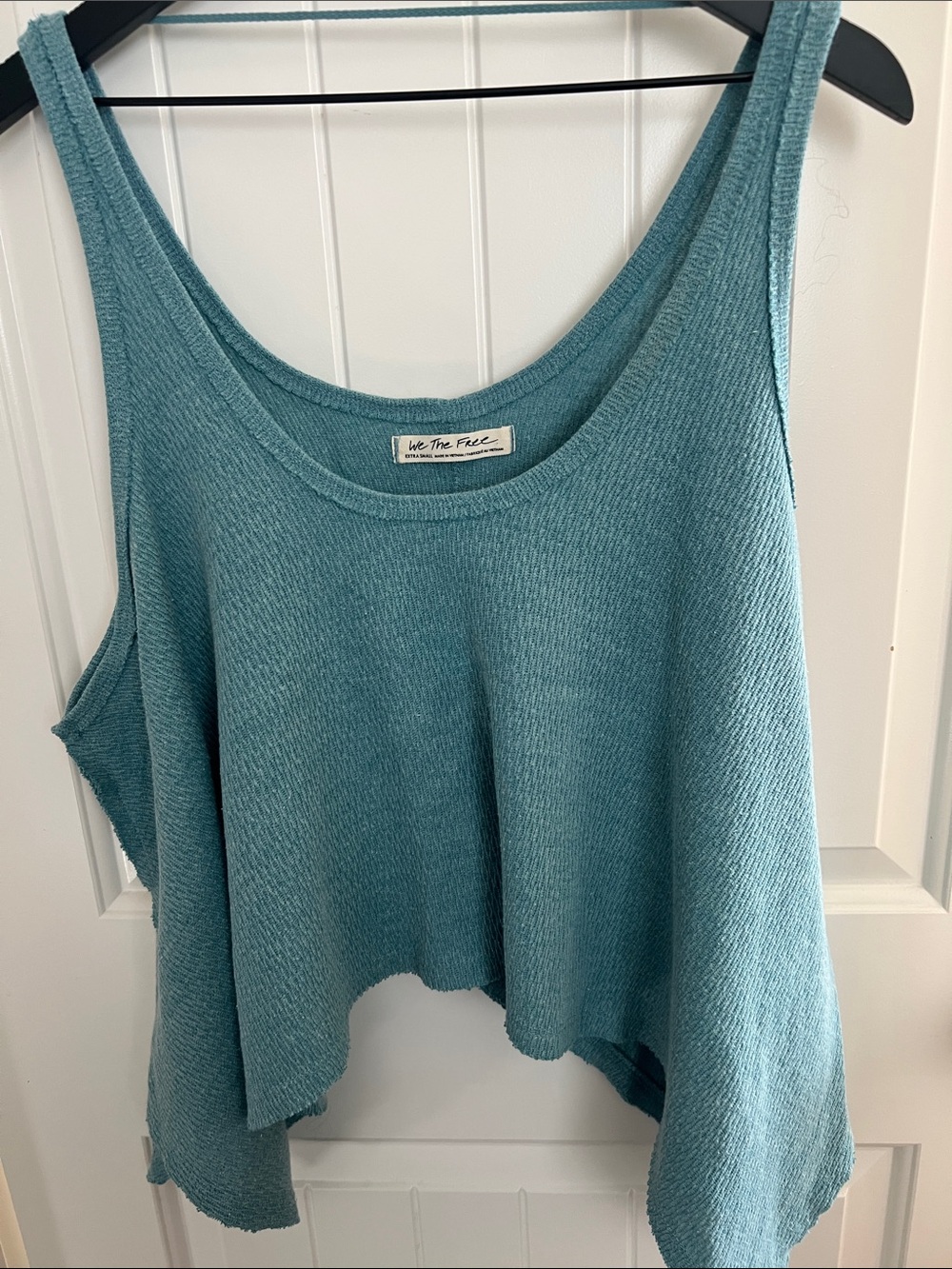 We The Free Teal Cropped Scoop Neck Tank